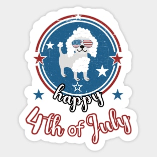 Happy 4Th of July Cute Poodle Dog Sticker